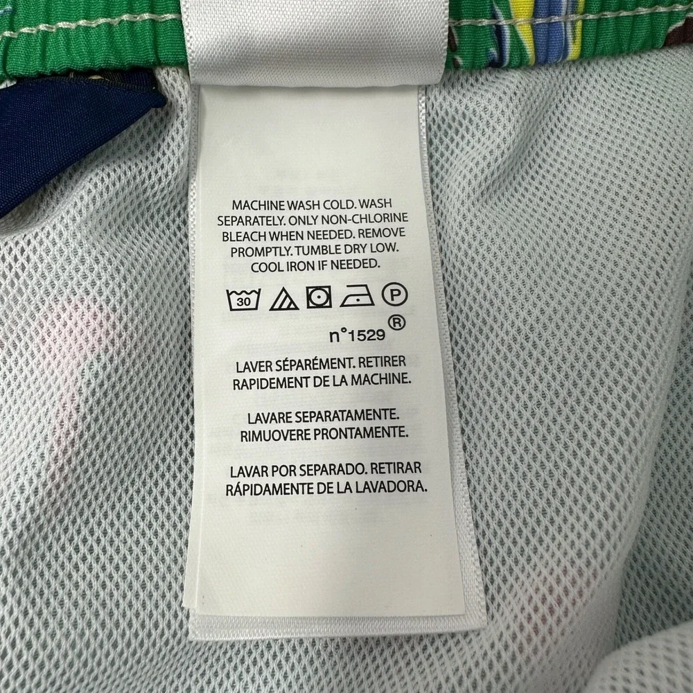 POLO RALPH LAUREN Green Traveler Lined Swim Trunks Pockets Flamingo Surf Size LT
